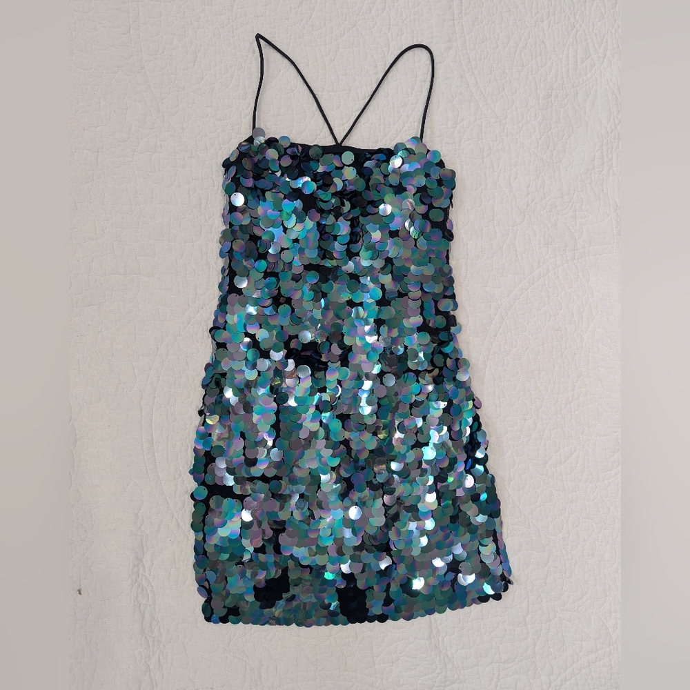 City Studio Blue Sequin Mini Dress